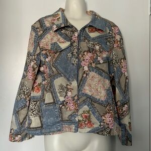 ConradC Weekend 90s Vintage Floral and Patch Print Lightweight Jacket